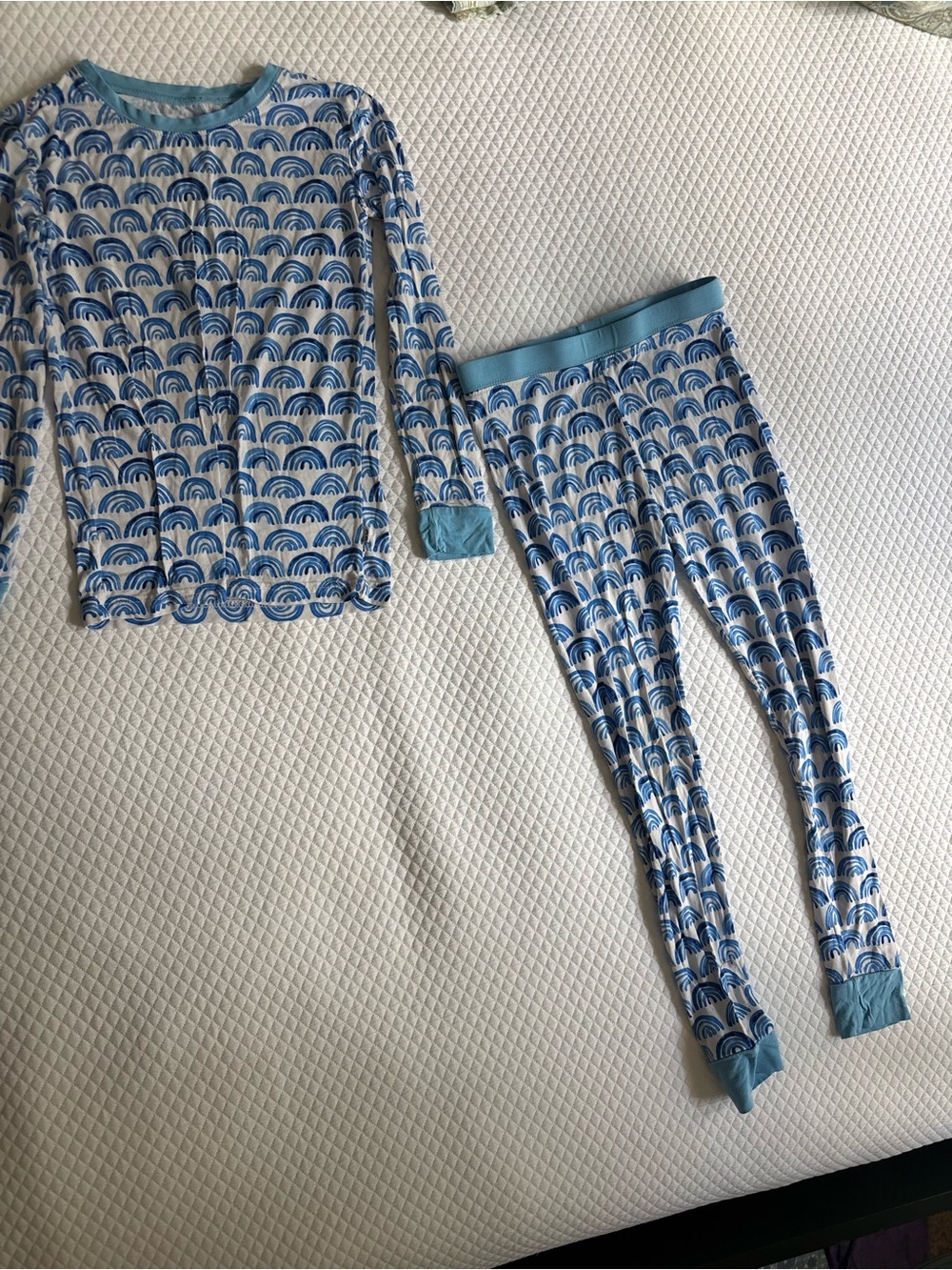 Little Sleepies Blue Rainbow-Print Kids Pajama Set